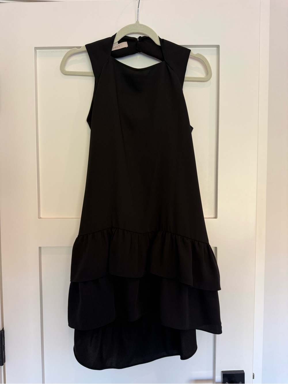 LOFT Black Sleeveless High-Low Ruffle Dress